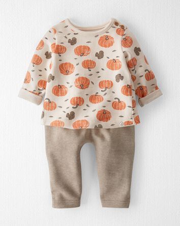 Baby Boy 2-Piece Organic Cotton Set in Harvest Pumpkins Print, 