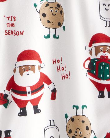 Adult Brown Santa Milk & Cookies Long-Sleeve Loose Fit 2-Piece Pajamas - Brown, 