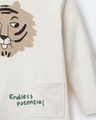 Toddler 'Endless Potential' Tiger Long-Sleeve Pocket Graphic Tee - Cream, image 7 of 7 slides