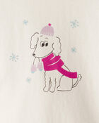 Baby Girl Dog Long-Sleeve Graphic Bodysuit - Cream, image 2 of 3 slides