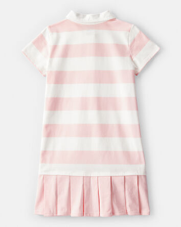 Kid Striped Rugby Pleated Dress - Pink/White, 