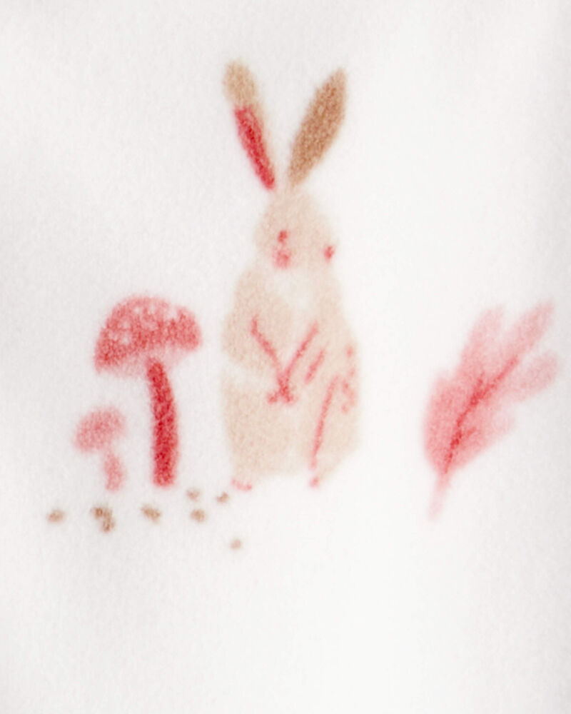 Toddler Girl 1-Piece Bunny Fleece Footie Pajamas - Ivory, image 2 of 3 slides