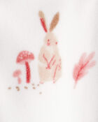 Toddler Girl 1-Piece Bunny Fleece Footie Pajamas - Ivory, image 2 of 3 slides