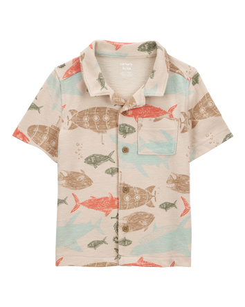 Toddler Sea Print Button-Down Shirt, 