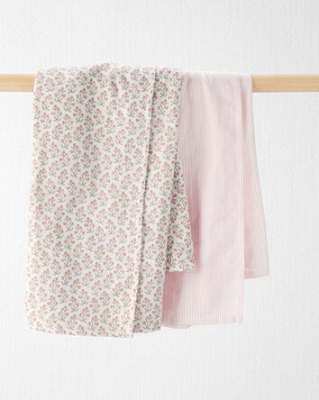 Baby Girl 2-Pack Organic Cotton Muslin Swaddle Blankets, 