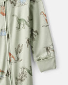 Baby Boy Dinosaur Print PurelySoft Long-Sleeve Sleep & Play Pajamas - Green, image 3 of 8 slides
