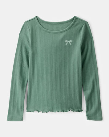 Kid Bow Embroidered Long-Sleeve Tee - Green, 