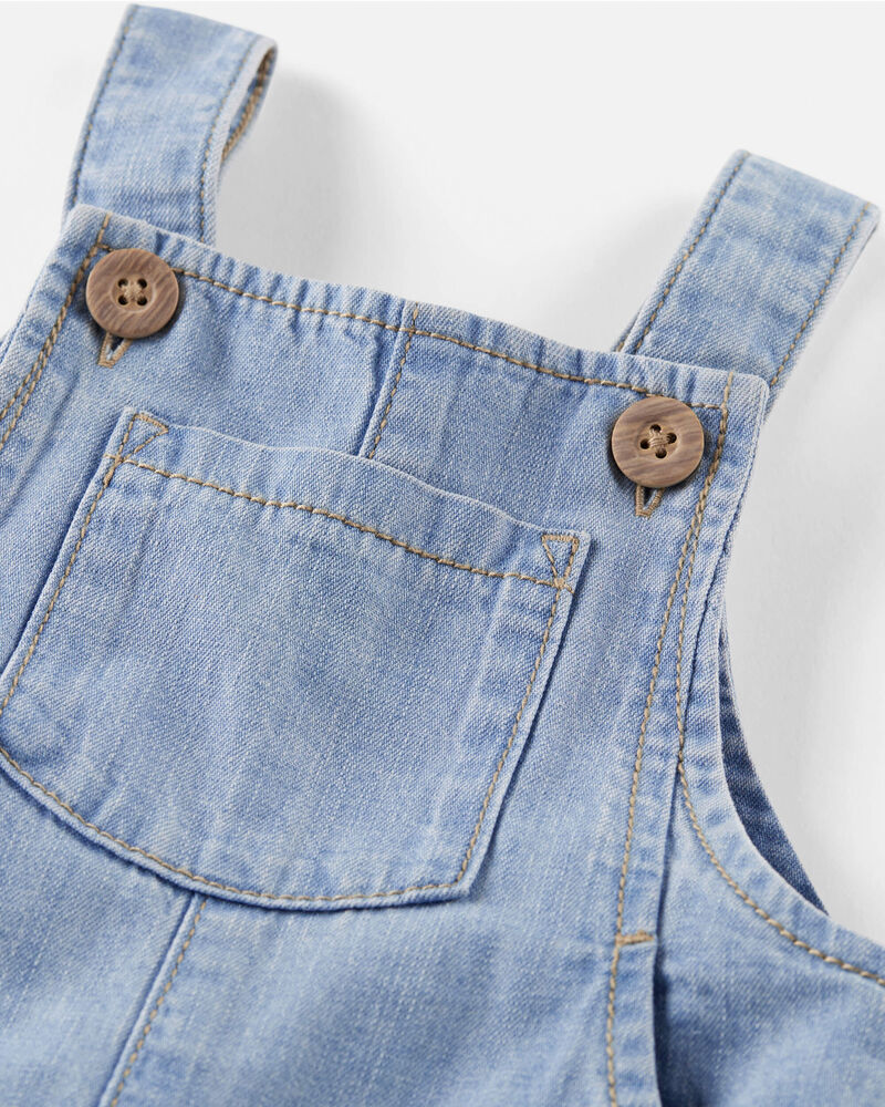 Baby Organic Cotton Chambray Shortall, image 3 of 5 slides