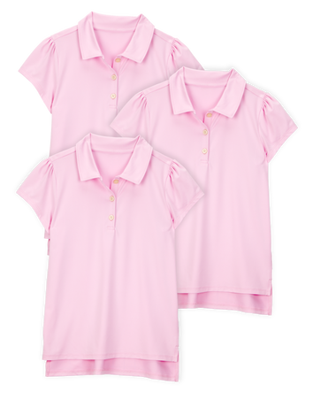 Kid 3-Pack Active Uniform Polo Shirts in Moisture Wicking BeCool&trade; Fabric - Pink, 