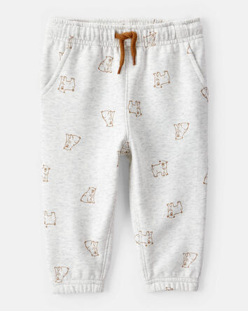 Baby Boy DayDream Fleece Bear Print Long-Sleeve Tee & Pant Set - Brown, 