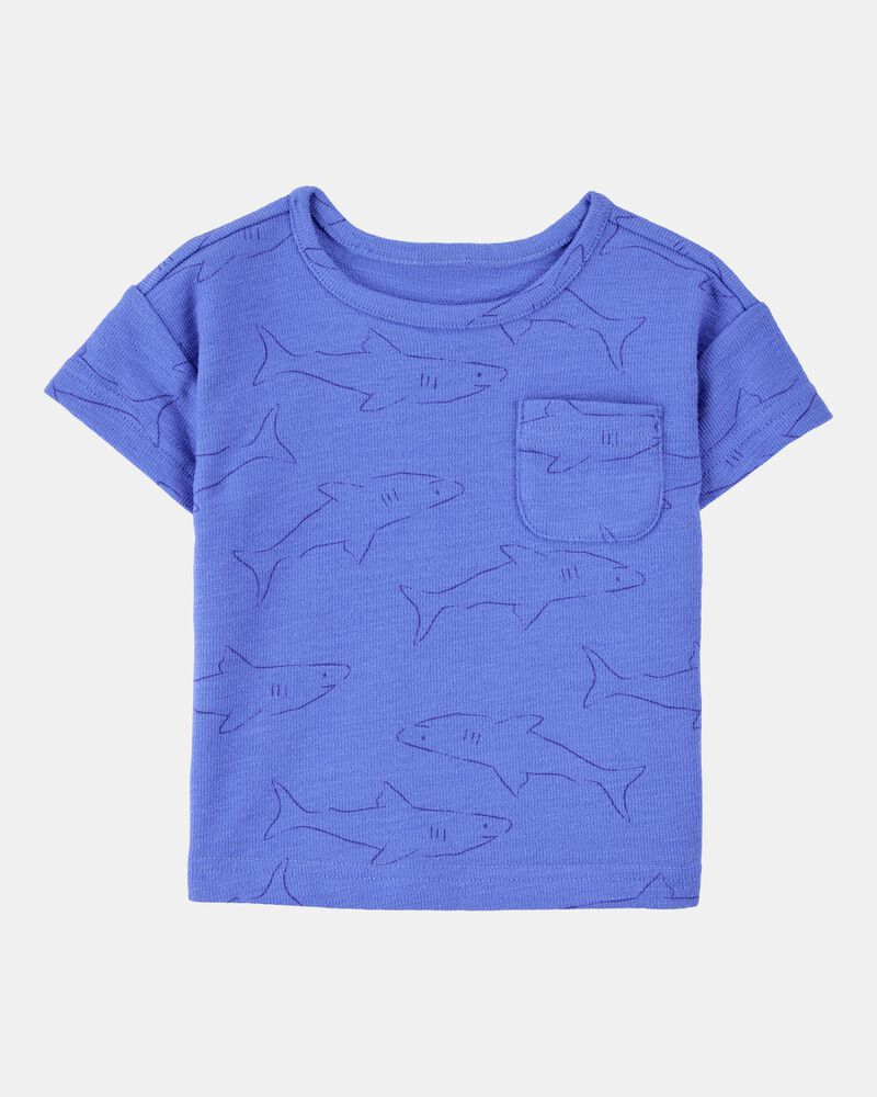 Baby 2-Piece Shark Pocket Tee & Pull-On Slub Jersey Shorts Set - Blue, image 2 of 6 slides