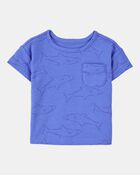 Baby 2-Piece Shark Pocket Tee & Pull-On Slub Jersey Shorts Set - Blue, image 2 of 6 slides