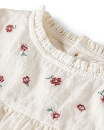 Girls Organic Cotton Floral Print Long-Sleeve Top, 