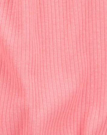 Baby Girl Cotton Rib Short-Sleeve Romper - Pink, 