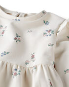 Toddler Girl Organic Cotton French Terry Dress in Berry Blossom Print, image 3 of 5 slides