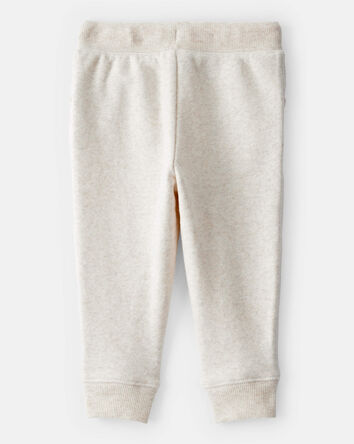 Baby Girl Solid Fleece Drawstring Joggers - Oatmeal, 
