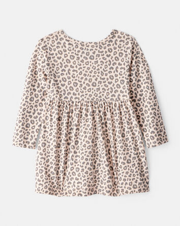 Baby Girl Leopard Print Long-Sleeve Dress - Brown, 