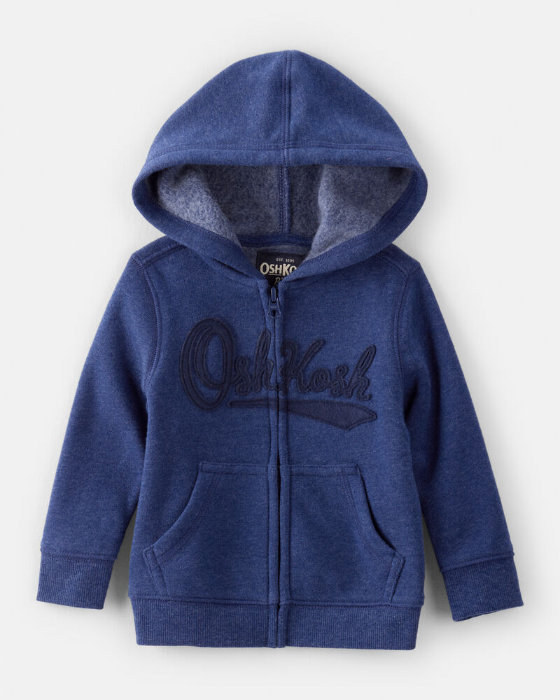 Toddler Boy Fleece Hooded Zip-Up Jacket - Navy, image 1 of 4 slides