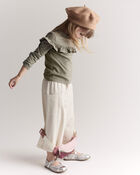 Toddler Girl Wide Leg Pocket Pant - Cream, image 6 of 7 slides