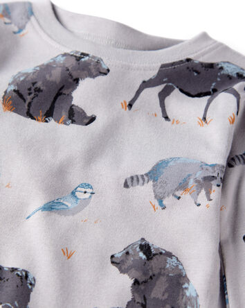Baby Organic Cotton Pajamas in Midnight Forest Print, 