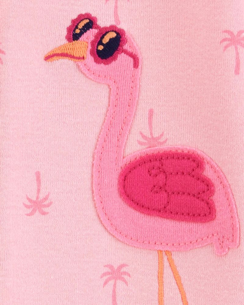 Baby Girl Flamingo Print Snug Fit Cotton Footie 1-Piece Pajamas - Pink, image 2 of 4 slides