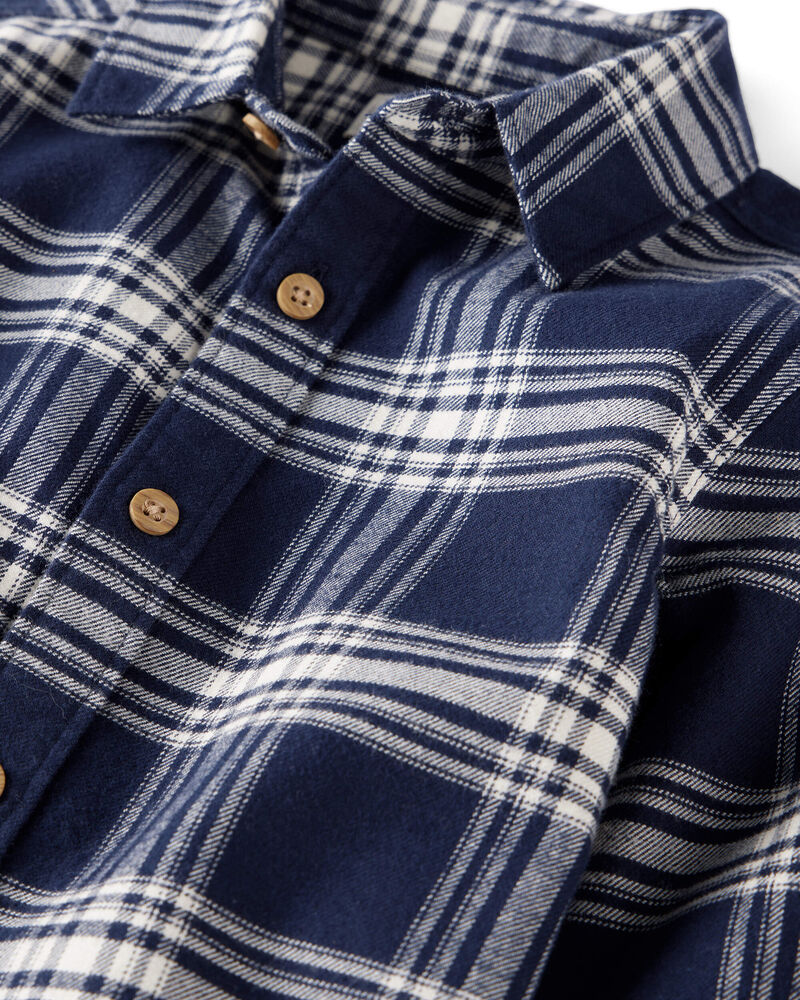Baby Boy Organic Cotton Button-Front Flannel Shirt, image 2 of 4 slides