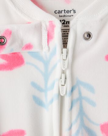 Baby Girl Floral DreamPlush Snug Fit 1-Piece Pajamas, 