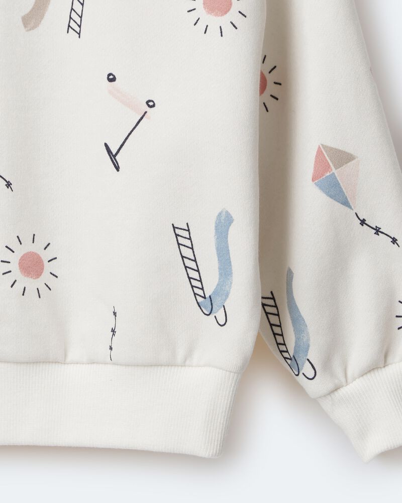 Toddler Dolman-Sleeve Sweatshirt in Park Day Print - Cream, image 7 of 7 slides