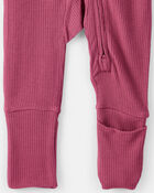 Baby Girl PurelySoft Long-Sleeve Sleep & Play Pajamas - Burgundy, image 3 of 8 slides