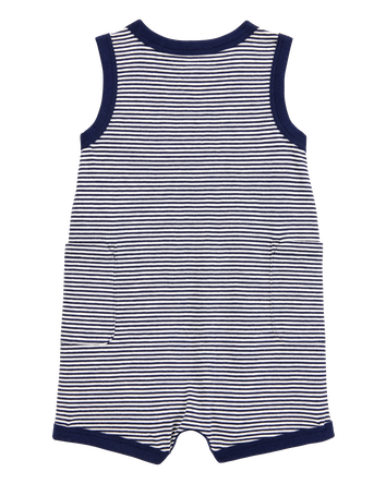 Baby Boy Blue Striped 1-Piece Romper, 