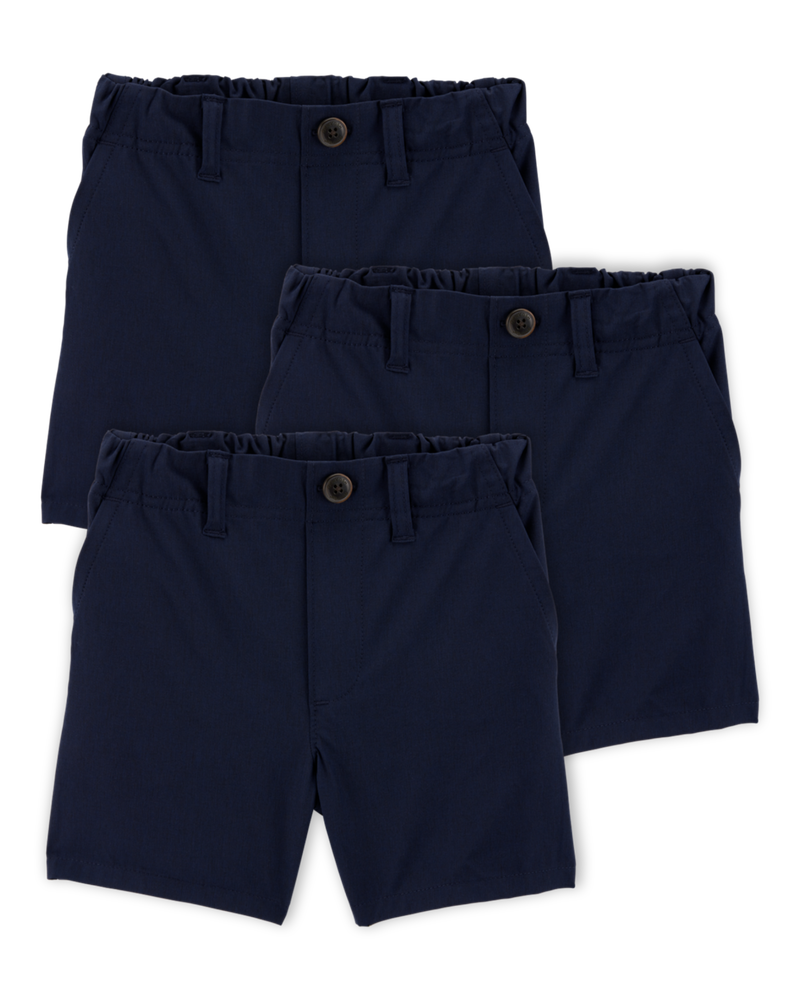 Toddler 3-Pack Active Pull-On Uniform Shorts - Navy, image 1 of 8 slides