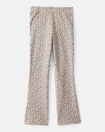 Girls Cotton Leopard Stretch Flare Leggings, 