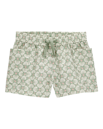Toddler Tropical Print Drawstring Shorts - Green, 