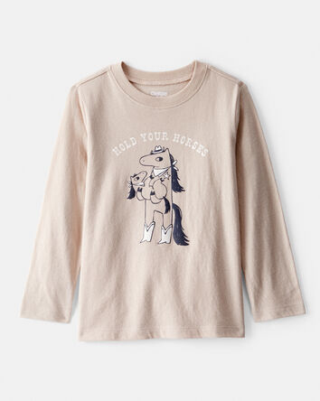 Toddler Boy Hold Your Horses Long-Sleeve Graphic Tee - Tan, 