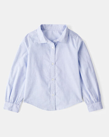 Kid 2-Piece Button-Front Shirt & Sweater Vest Top - Blue/White, 