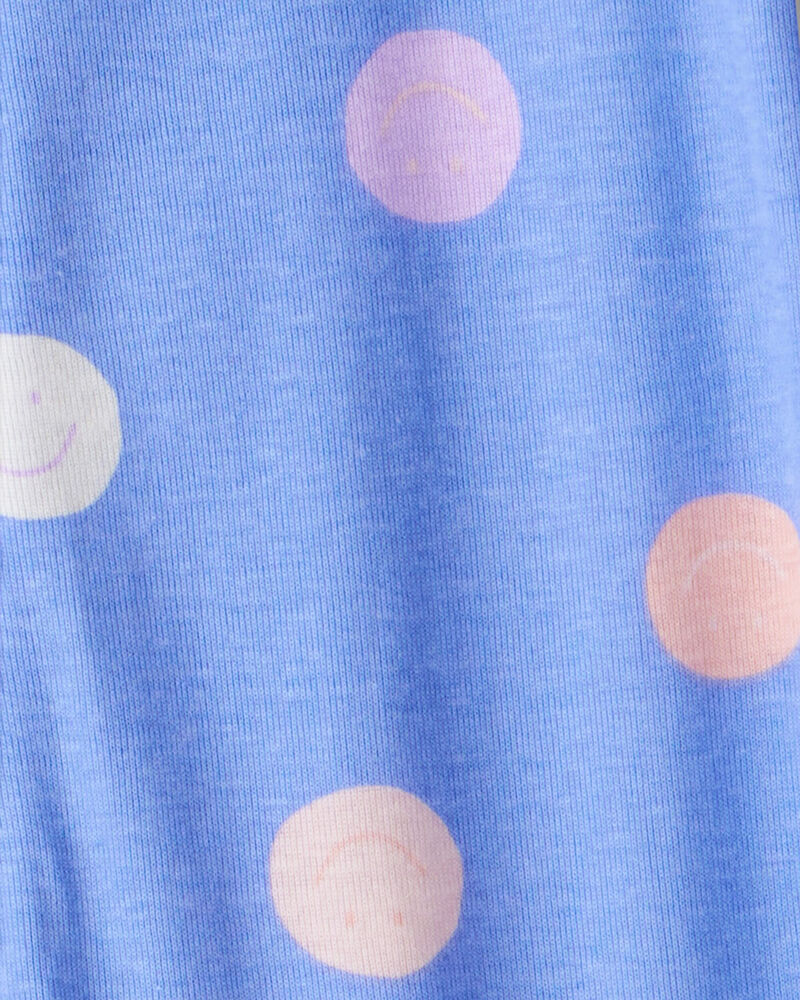 Baby Girl Smiley Face Print 100% Cotton Long-Sleeve Snug Fit 1-Piece Pajamas - Blue, image 3 of 4 slides