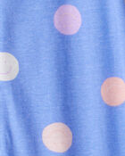 Baby Girl Smiley Face Print 100% Cotton Long-Sleeve Snug Fit 1-Piece Pajamas - Blue, image 3 of 4 slides
