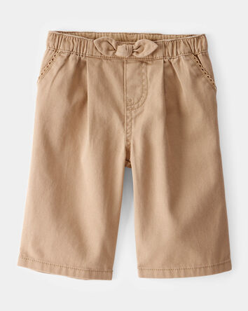 Baby Twill Bow-Tie Wide Leg Shorts - Taupe, 