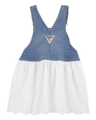 Toddler Denim Eyelet Jumper Dress, image 2 of 4 slides