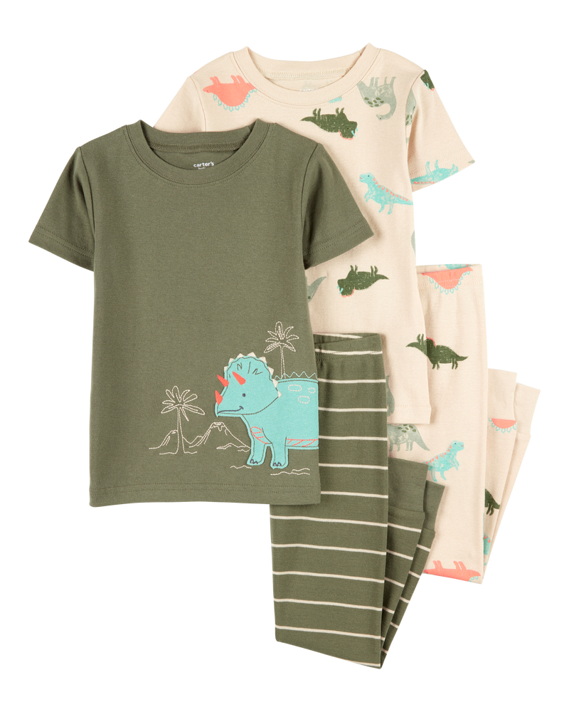 Toddler Boy 4-Piece Dinosaur Cotton Pajamas, image 1 of 4 slides