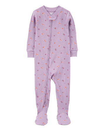 Toddler Girl 1-Piece Butterfly Waffle Knit Footie Pajamas, 