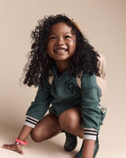 Toddler Girl Long-Sleeve Hooded Sweatshirt Dress - Green, image 6 of 7 slides