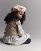 Toddler Girl Polka Dot Layered Sweater Long-Sleeve Dress - Brown/Cream, image 4 of 6 slides