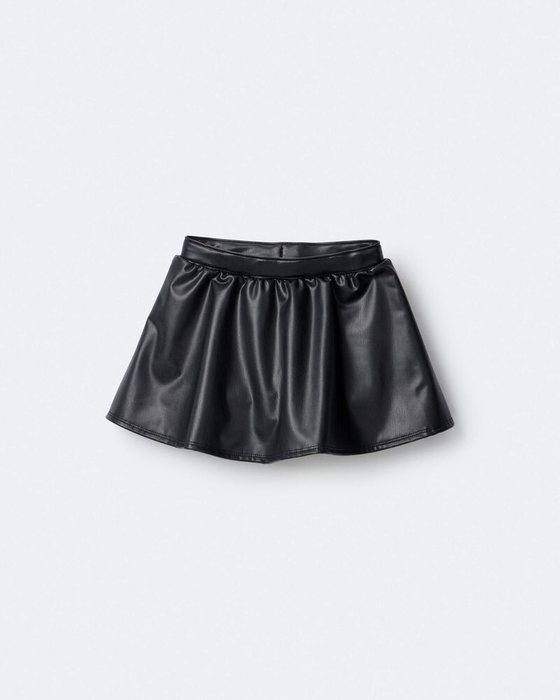 Toddler Girl Reagan Skort in Faux Leather - Black, image 2 of 8 slides