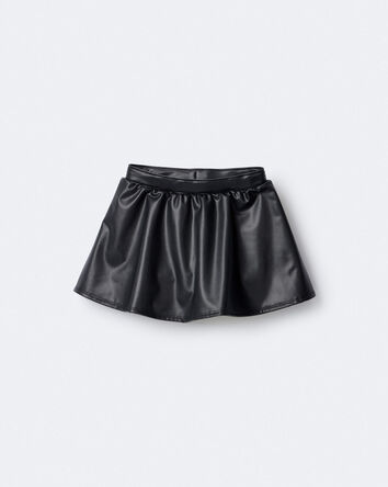 Toddler Girl Reagan Skort in Faux Leather - Black, 