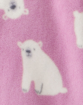 Baby Girl Polar Bear Fleece Long-Sleeve 2-Way Zip 1-Piece Pajamas - Purple, 