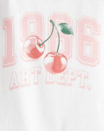Girls Cherry Short-Sleeve Graphic Tee - Ivory/Pink, 