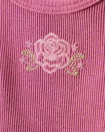 Baby Girl Flower Cotton Short-Sleeve Top - Pink, 