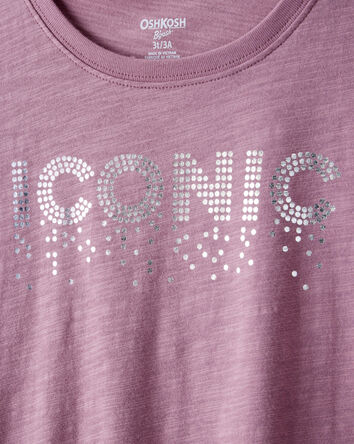 Girls Iconic Cotton Short-Sleeve Graphic Tee - Purple, 