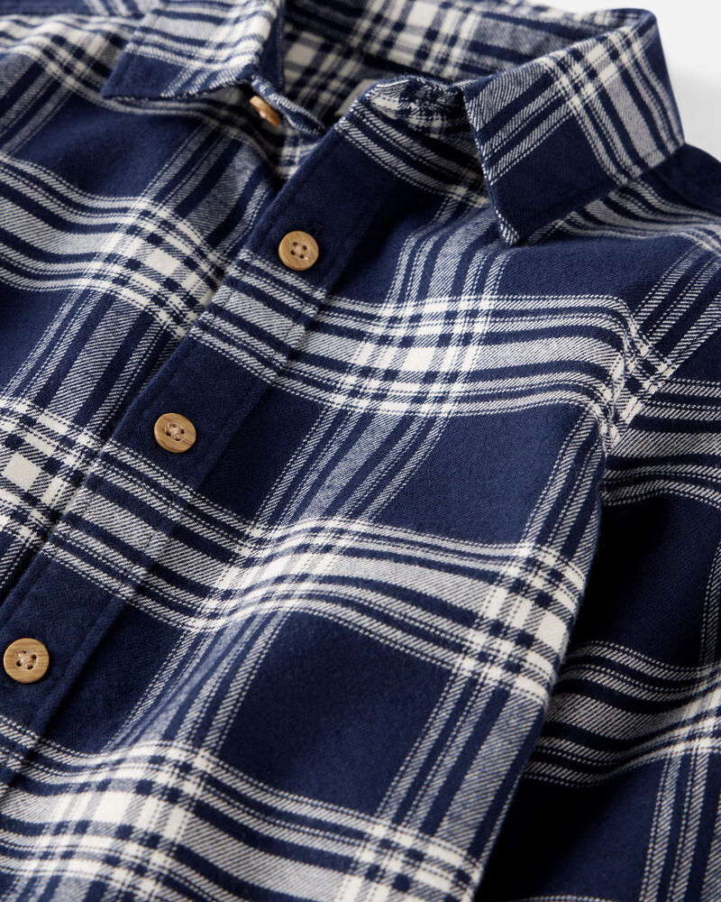 Toddler Boy Organic Cotton Button-Front Flannel Shirt, image 3 of 5 slides